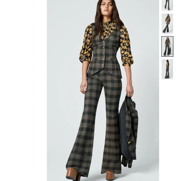 NWOT Smythe Plaid Flare Pants - Picture 5 of 10